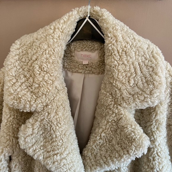 Next cream boucle teddy coat size uk14 - Picture 4 of 5